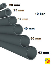 PVC Rohr für PVC Fittinge 1 oder 2 m lang in 20 - 63 mm Durchmesser