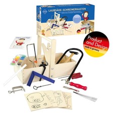 Pebaro Laubsäge & Werkzeug Set in Schreinerkiste mit Arbeitstisch und Farbkasten