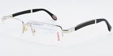 BUGATTI Brille 547 004 56-19 Halbrand Silber Palladium Ebenholz Braun Schwarz