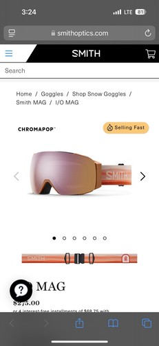 Smith mag goggles - i/o, mirage
