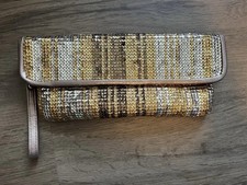 Damen Clutch Abendtasche Gold Bronze Braun Pailletten 28x12,5 cm Halloween  