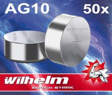50 x Wilhelm AG10 Knopfzellen
