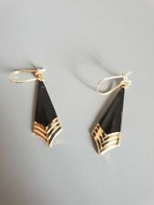 MODESCHMUCK Ohrringe Brisuren goldfarben schwarz tolle Form 2,35 g edel CP6075