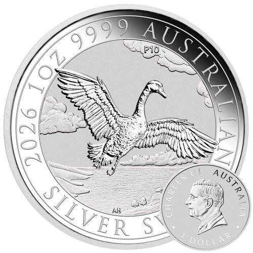 Schwan 2026 silbermünze - schwan, 1oz