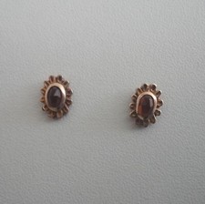 Granatschmuck Ohrstecker Jugendstil Tracht Vintage Silber 925/- antik vergoldet