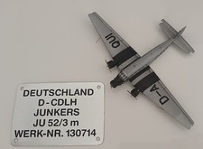 Herpa 019040   Junkers JU52/3 m     Lufthansa Militär Flugzeug 1:160    D-CDLH