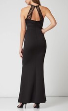 Lipsy Abendkleid Maxikleid Scuba Spitze schwarz Schlitz S M 36 38 Unique