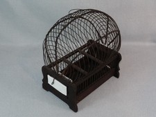 alter Vogel Käfig Vogelbauer Deko 1900er Jahre Holz Draht 21 x 25 cm antik