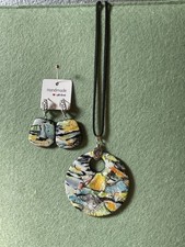 Schmuck Set Ohrringe Anhänger Polymer Clay