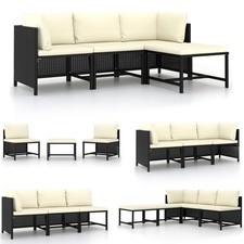 4-tlg. Garten-Sofagarnitur mit Auflagen Poly Rattan Bistroset Sitzgruppe 7 model