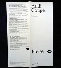 AUDI Coupe  Preisliste v. 6.1992 Modelle: 2.3E, 2.6E, 2.8E, S2, Quattro Mj. 1993