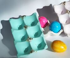 Osterneier Schale aus Keramik  weiß, gelb, türkis, rosa