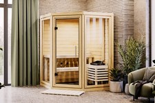 Sauna Saunakabine Heimsauna Innensauna Yuma 158x158cm 38mm Massivholzsauna