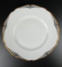 Hutschenreuther Hohenberg Porzellan Kuchenteller Goldrand schwarzes Dekor