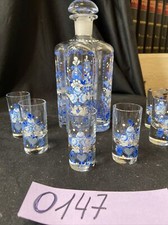 Vintage Schnaps Flasche mit 6 Gläser Handbemalt Top Zustand 