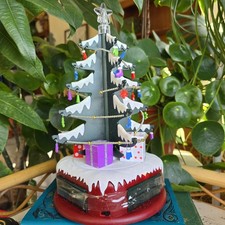 Vintage Avon Advent Weihnachtsbaum rotierendes musikalisches Licht 25 Decs & Girlande verpackt