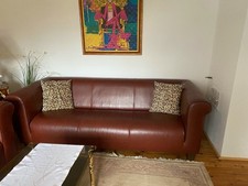 Couch Garnitur echt Leder / Rückenecht braun ein 3 Sitzer und zwei Sessel
