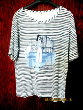 OLSEN ECO friendly tolles Shirt schwarz wß. gestreift  Bildmotiv maritim  Gr. 42