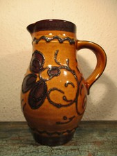 dekorative Vintage Keramik Kanne florales Dekor 20,5cm braun Krug