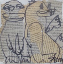 Frosch Papier Collage Acryl/LW
