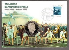 Numisbrief - 100 Jahre Olympische Spiele - 1. Präsident - Medaille - PP