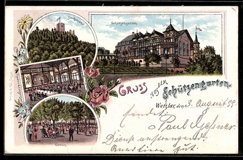 Lithographie wetzlar gasthaus - wetzlar,,