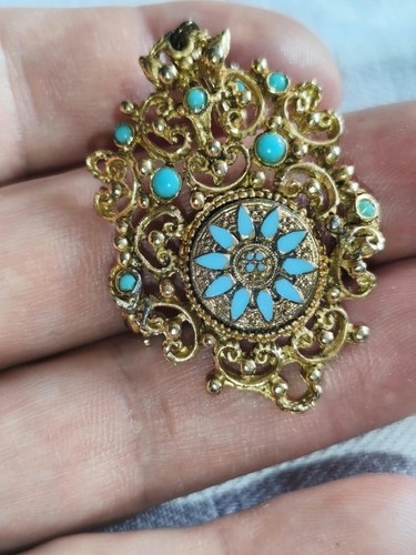 Vintage brosche anhänger gold - anhänger,