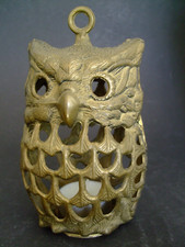 Eule Uhu Windlicht Teelicht Messing Hängeleuchte Kunst Vintage Antik Kunst Deko