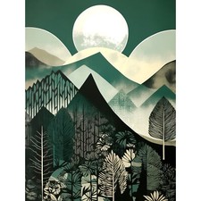 Vollmond über Bergwald Mid