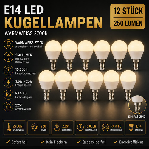 12x e14 led kugel - led,