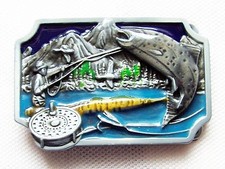 Gürtelschnalle Fliegenfischen Barsch Dorsch Lachs Forelle Fisch Metall Buckle 