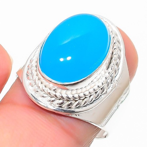 Blauer chalcedon edelstein 925 - edelstein,