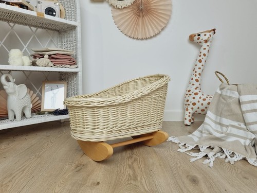 Puppenwiege aus weide ecru - aus,