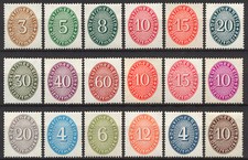 MiNr. 114-131 + Lote + einzeln DR Dienstmarken - Wertziffern Oval -  o / */ **