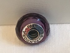 Pandora Murano Glas „Lila Facetten“, Silber, ungetragen