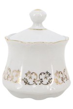 Mitterteich Bavaria Zuckerdose Weiß Gold Vintage Elegant Florales Muster