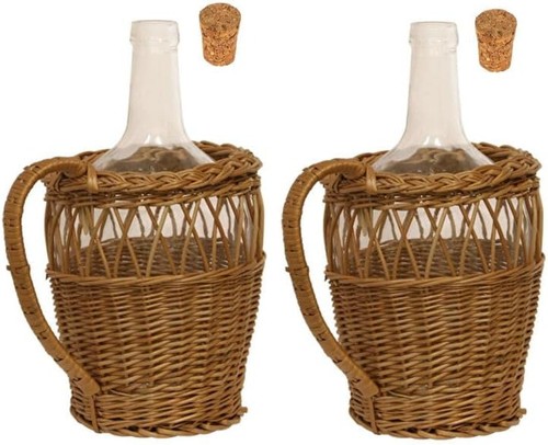 Flasche mit weidenkorb - flasche,