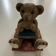Gilde Teddybären Handwerk Daydreamer Träumer Buch Kissen Handarbeit gemalt 