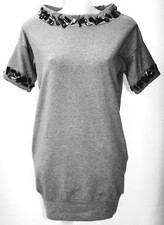 Star Chic Easy Couture Sweatshirtkleid, mit Steinen, Damen Größe S, grau