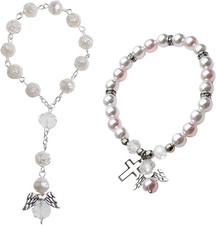 Schutzengel Anhänger für Auto Spiegel - Rosenkranz Armband Kreuz Gebetskette