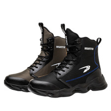 Herren Forststiefel mit Stahlkappe – Schnittschutz & Rutschfest – Arbeitsschuhe