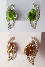 Zult- - -anit Tropfenförmiger Diaspor mit Zirkonia Ohrring aus 925 Silber No951