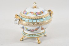 N92Q28- Hutschenreuther Goldrand Porzellan Prunk Deckeldose Bonboniere signiert 