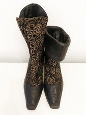 PARADIES TWO*Leder Satin Lurex*Stiefel*Stiefeletten VINTAGE 50er 60er Gr 37,5