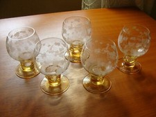 5 Gerhardt-Weingläser *Theresienthal Manufaktur*  - Handarbeit Germany - Trauben