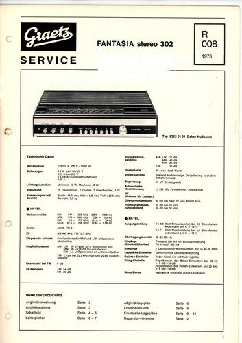 Graetz service manual - service-manual, fantasia