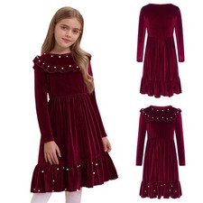 Mädchen Langarm Samtkleider