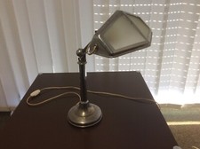 Pirouett Nizza Art Deco Chrom Schreibtisch Lampe Originalzustand großer Schirm