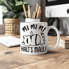Tasse mit Aufdruck MI MI MI Halts Maul Katze, versch. Farben auswählbar