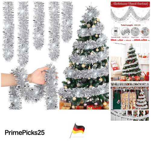 Weihnachtsgirlande 5x2m silber - weihnachtsgirlande,